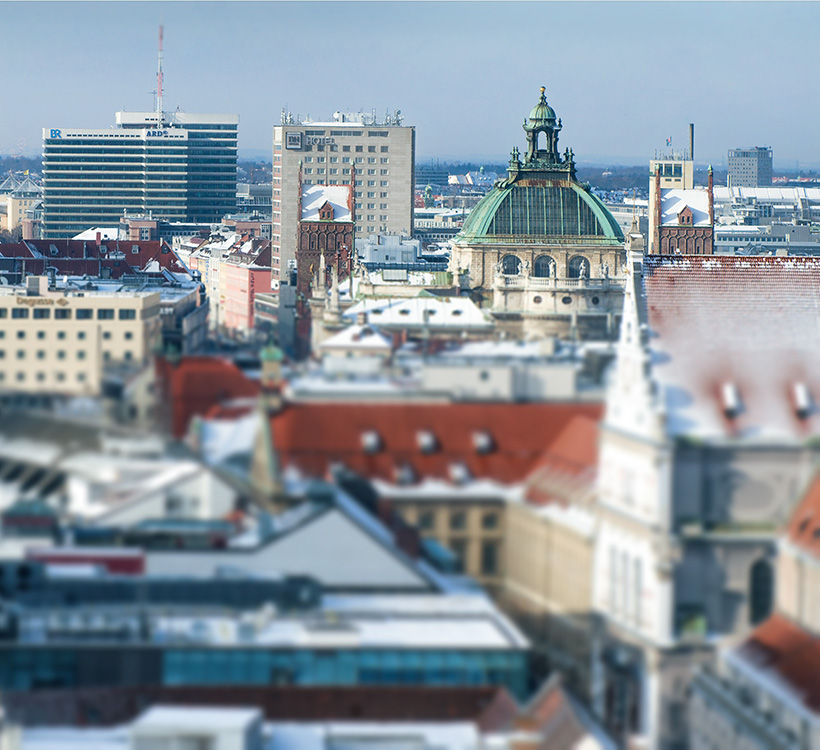 Skyline of central Munich with BR's headquarters in the background Ι Photograph: BR/Simon Heimbuchner